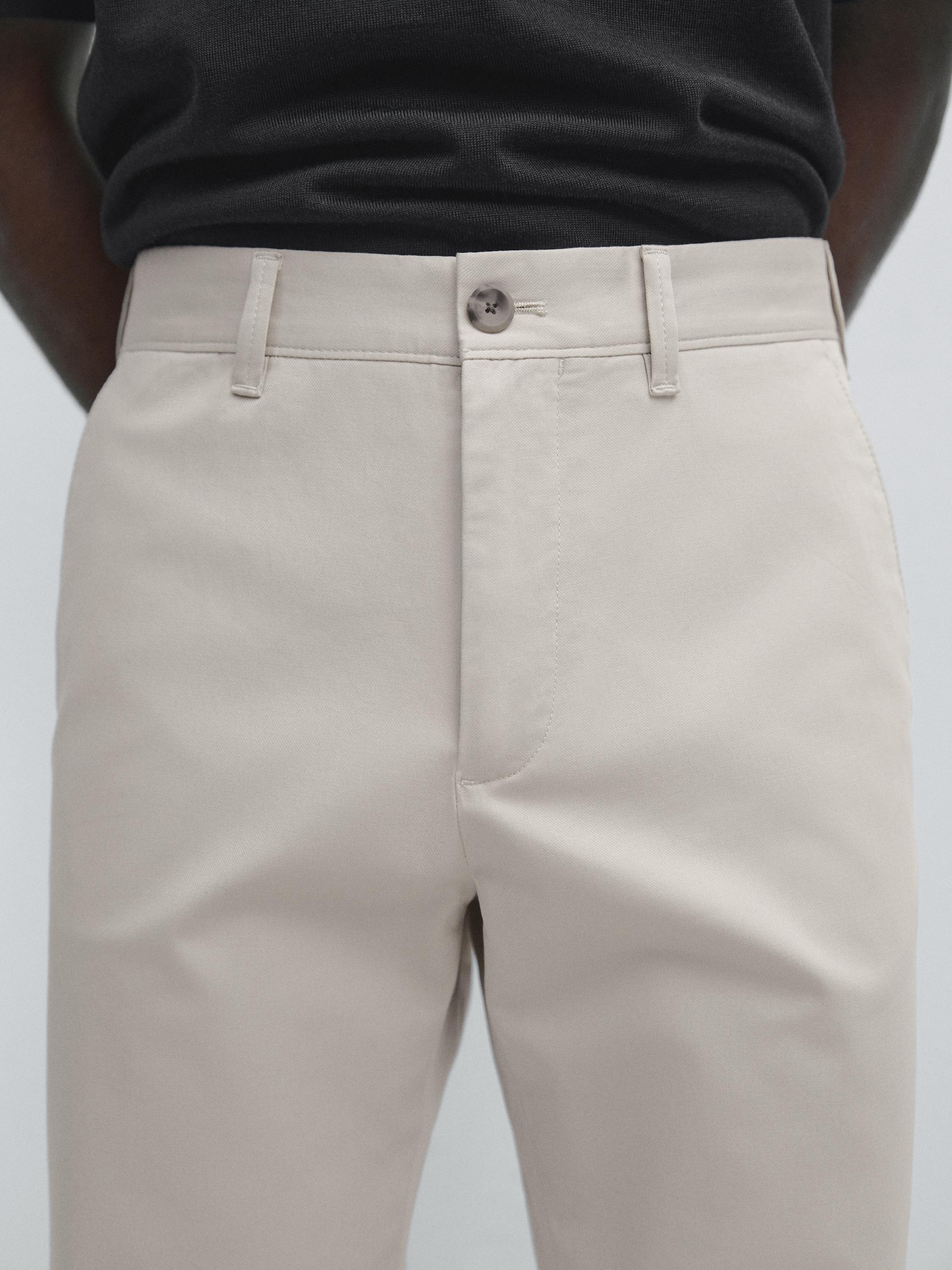 Cotton blend slim fit pants